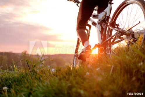 Bild på Girl riding bike in sunset